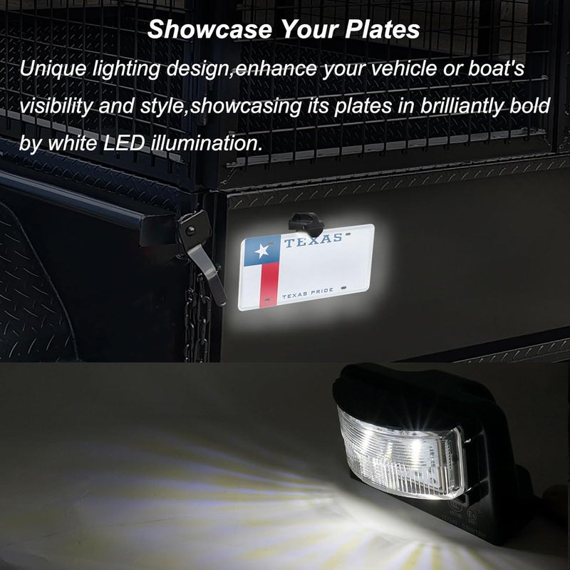 DUTUO LED License Plate Light for RV Jeep Off-Road Trailer Trucks UTV ATV Boat Number Plate Lamp Trailer Light Waterproof 12V/24V DC License Tag Lights (Black Housing) - Image 2